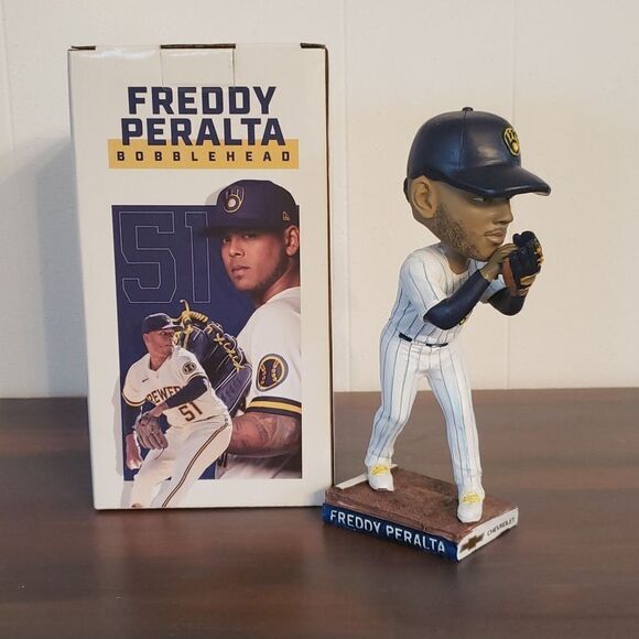 NIB 2022 Milwaukee Brewers Freddy Peralta Bobblehead - Picture 1 of 11